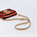 PRADA Shoulder Bag Canvas Orange Gold Auth 213592-7