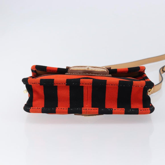 PRADA Shoulder Bag Canvas Orange Gold Auth 213592