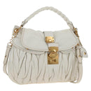 Miu Miu Matelasse Hand Bag Leather 2way White Gold Auth 213594V-1