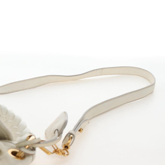 Miu Miu Matelasse Hand Bag Leather 2way White Gold Auth 213594V
