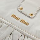 Miu Miu Matelasse Hand Bag Leather 2way White Gold Auth 213594V-18