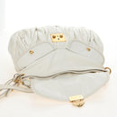 Miu Miu Matelasse Hand Bag Leather 2way White Gold Auth 213594V-21