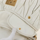 Miu Miu Matelasse Hand Bag Leather 2way White Gold Auth 213594V-22