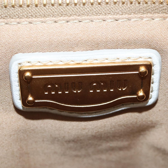 Miu Miu Matelasse Hand Bag Leather 2way White Gold Auth 213594V