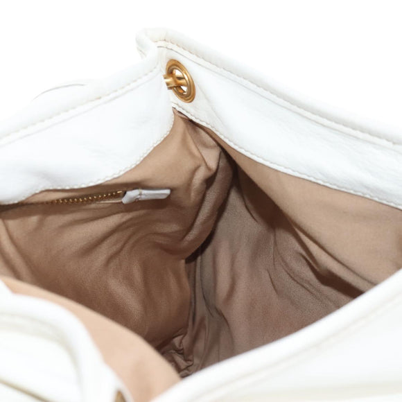Miu Miu Matelasse Hand Bag Leather 2way White Gold Auth 213594V