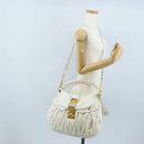 Miu Miu Matelasse Hand Bag Leather 2way White Gold Auth 213594V-31