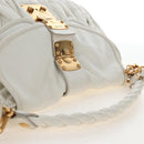 Miu Miu Matelasse Hand Bag Leather 2way White Gold Auth 213594V-6