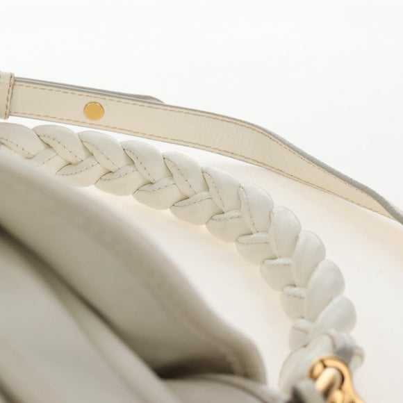 Miu Miu Matelasse Hand Bag Leather 2way White Gold Auth 213594V