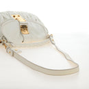 Miu Miu Matelasse Hand Bag Leather 2way White Gold Auth 213594V-9