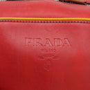 PRADA Boston Bag Leather Red Silver Auth 213595V-15