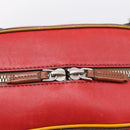PRADA Boston Bag Leather Red Silver Auth 213595V-16