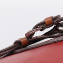 PRADA Boston Bag Leather Red Silver Auth 213595V-17