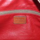 PRADA Boston Bag Leather Red Silver Auth 213595V-18