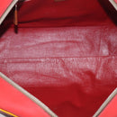 PRADA Boston Bag Leather Red Silver Auth 213595V-19