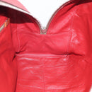 PRADA Boston Bag Leather Red Silver Auth 213595V-20