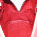 PRADA Boston Bag Leather Red Silver Auth 213595V-21