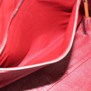 PRADA Boston Bag Leather Red Silver Auth 213595V-26
