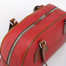 PRADA Boston Bag Leather Red Silver Auth 213595V-6