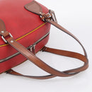 PRADA Boston Bag Leather Red Silver Auth 213595V-7