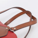 PRADA Boston Bag Leather Red Silver Auth 213595V-8