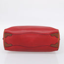 PRADA Boston Bag Leather Red Silver Auth 213595V-9