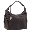 TOD'S Shoulder Bag Leather Brown Gold Auth 213596A-1