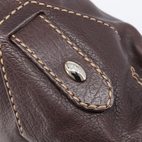 TOD'S Shoulder Bag Leather Brown Gold Auth 213596A
