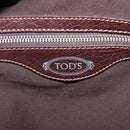 TOD'S Shoulder Bag Leather Brown Gold Auth 213596A-18