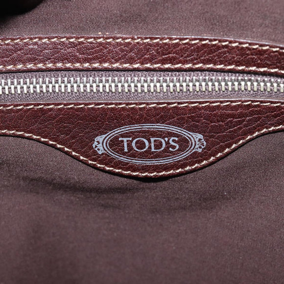 TOD'S Shoulder Bag Leather Brown Gold Auth 213596A