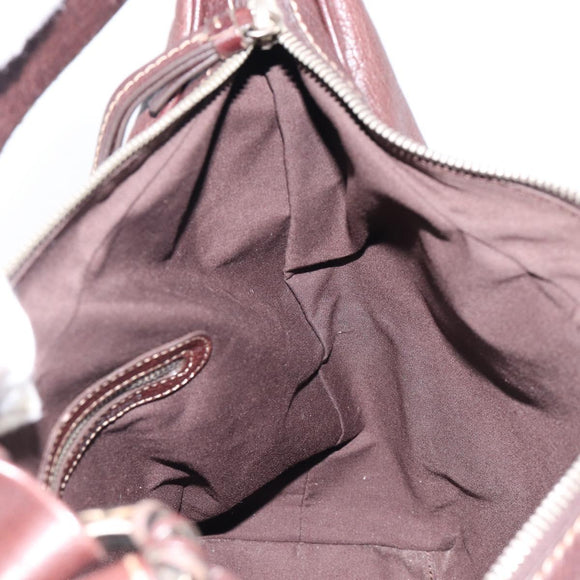 TOD'S Shoulder Bag Leather Brown Gold Auth 213596A