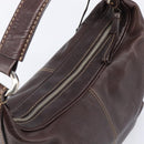 TOD'S Shoulder Bag Leather Brown Gold Auth 213596A-6