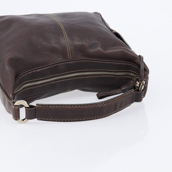 TOD'S Shoulder Bag Leather Brown Gold Auth 213596A