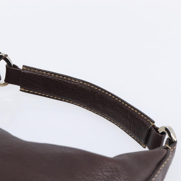 TOD'S Shoulder Bag Leather Brown Gold Auth 213596A