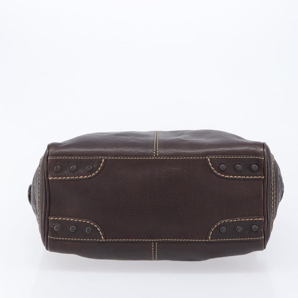 TOD'S Shoulder Bag Leather Brown Gold Auth 213596A