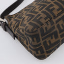 FENDI Zucca Canvas Mamma Baguette Shoulder Bag Brown Black Auth 213598V-11