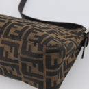 FENDI Zucca Canvas Mamma Baguette Shoulder Bag Brown Black Auth 213598V-12