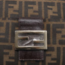 FENDI Zucca Canvas Mamma Baguette Shoulder Bag Brown Black Auth 213598V-15