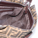 FENDI Zucca Canvas Mamma Baguette Shoulder Bag Brown Black Auth 213598V-21