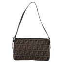 FENDI Zucca Canvas Mamma Baguette Shoulder Bag Brown Black Auth 213598V-3