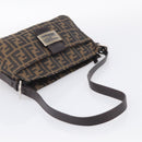 FENDI Zucca Canvas Mamma Baguette Shoulder Bag Brown Black Auth 213598V-7