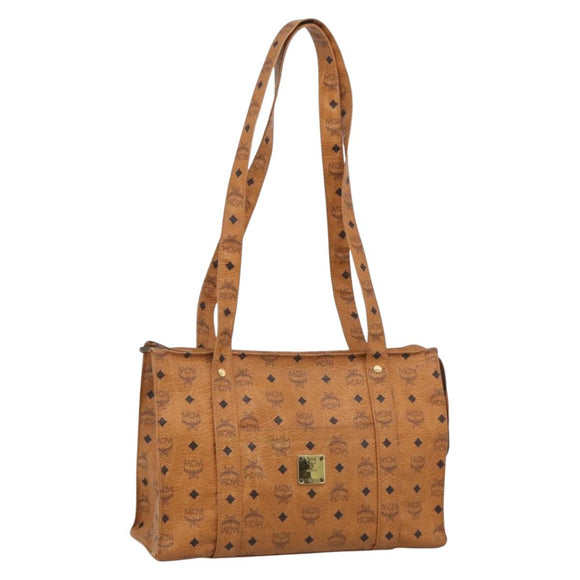 MCM Vicetos Logogram Tote Bag PVC Leather Brown Gold Auth 213599