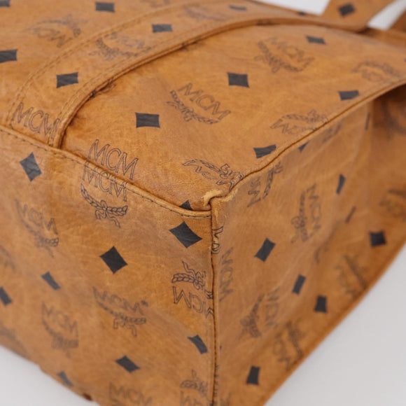 MCM Vicetos Logogram Tote Bag PVC Leather Brown Gold Auth 213599