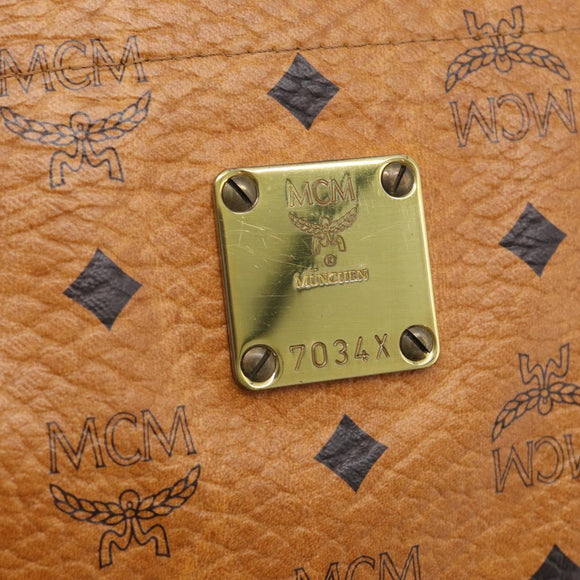 MCM Vicetos Logogram Tote Bag PVC Leather Brown Gold Auth 213599