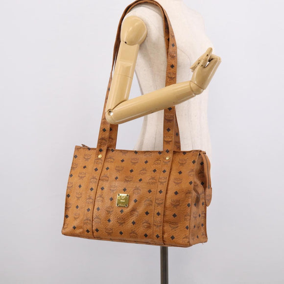 MCM Vicetos Logogram Tote Bag PVC Leather Brown Gold Auth 213599