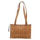 MCM Vicetos Logogram Tote Bag PVC Leather Brown Gold Auth 213599-3