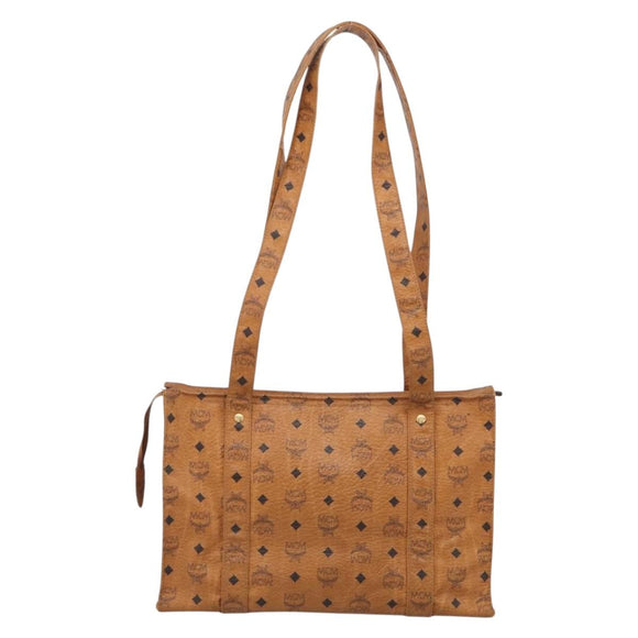 MCM Vicetos Logogram Tote Bag PVC Leather Brown Gold Auth 213599