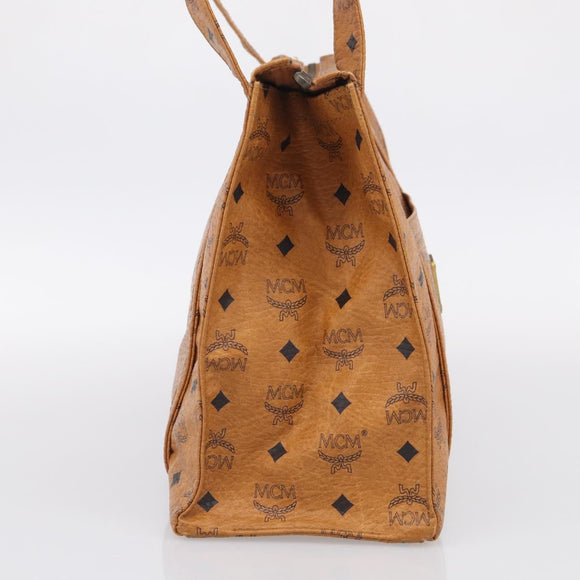 MCM Vicetos Logogram Tote Bag PVC Leather Brown Gold Auth 213599