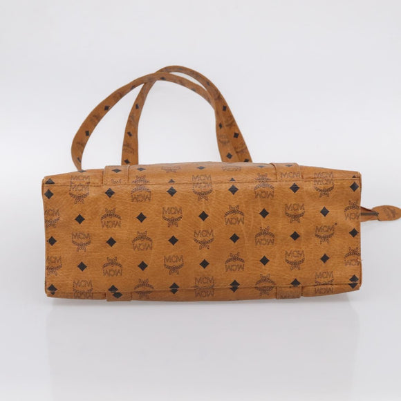 MCM Vicetos Logogram Tote Bag PVC Leather Brown Gold Auth 213599