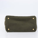 PRADA Canapa Hand Bag Canvas Khaki Gold Auth 213600-10