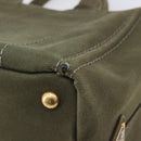 PRADA Canapa Hand Bag Canvas Khaki Gold Auth 213600-13
